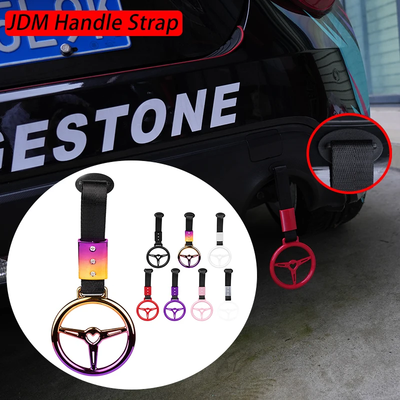 1PCS Colorful Ring Steering Wheel JDM Train Bus Handle Hand Strap Sticker Drift Charm Strap Drift Car Warning Car Tow Strap