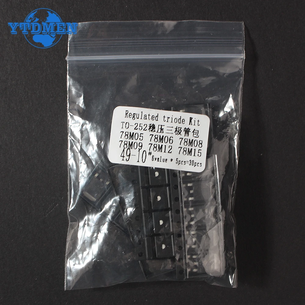 30PCS SMD Transistor Kit TO-252 78M05 78M06 78M08 78M09 78M12 78M15 Voltage Regulator Triode IC Pack 5V 6V 8V 9V 12V 15V