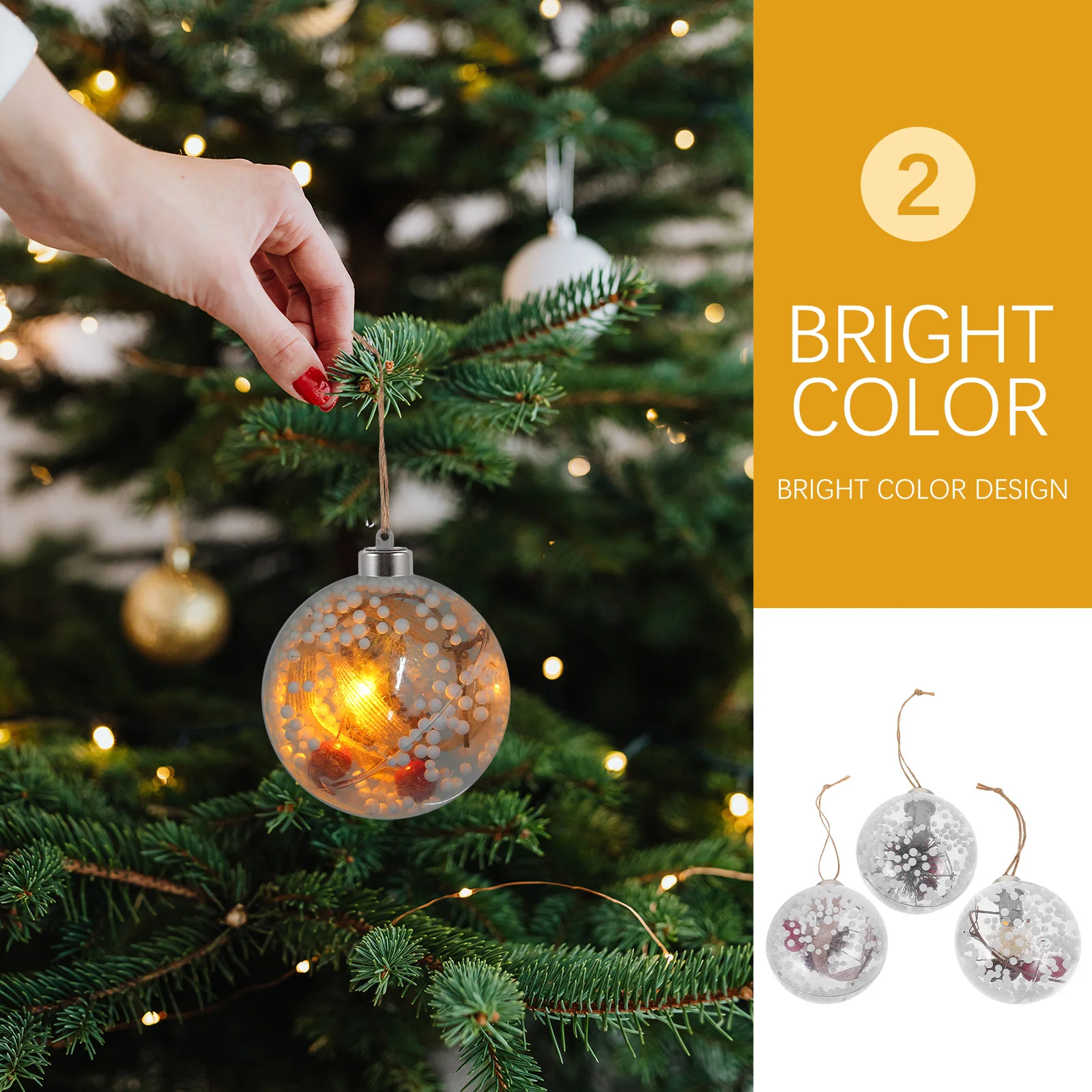 3 قطع من مصابيح الكرة الزجاجية LED المتوهجة الدافئة مع إضاءة سلسلة مدمجة، لهجة زخرفية أنيقة للمساحة الداخلية والخارجية #6