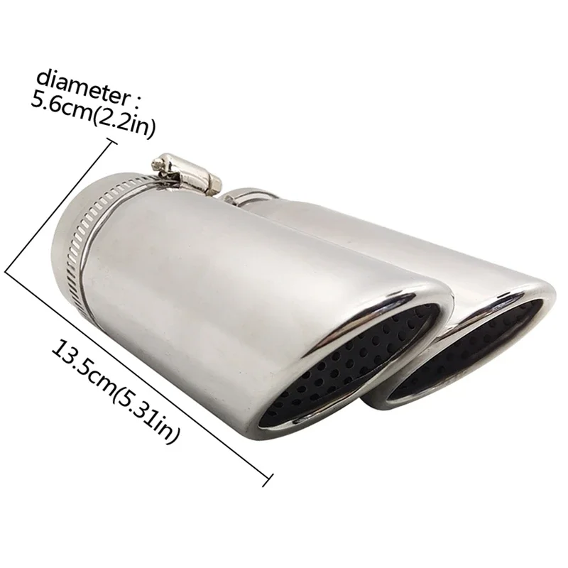 2Pcs for Mercedes Benz C180 Car Exhaust Muffler Tip Stainless Steel Pipe Chrome Modified Car Rear Tail Throat Liner Accessories