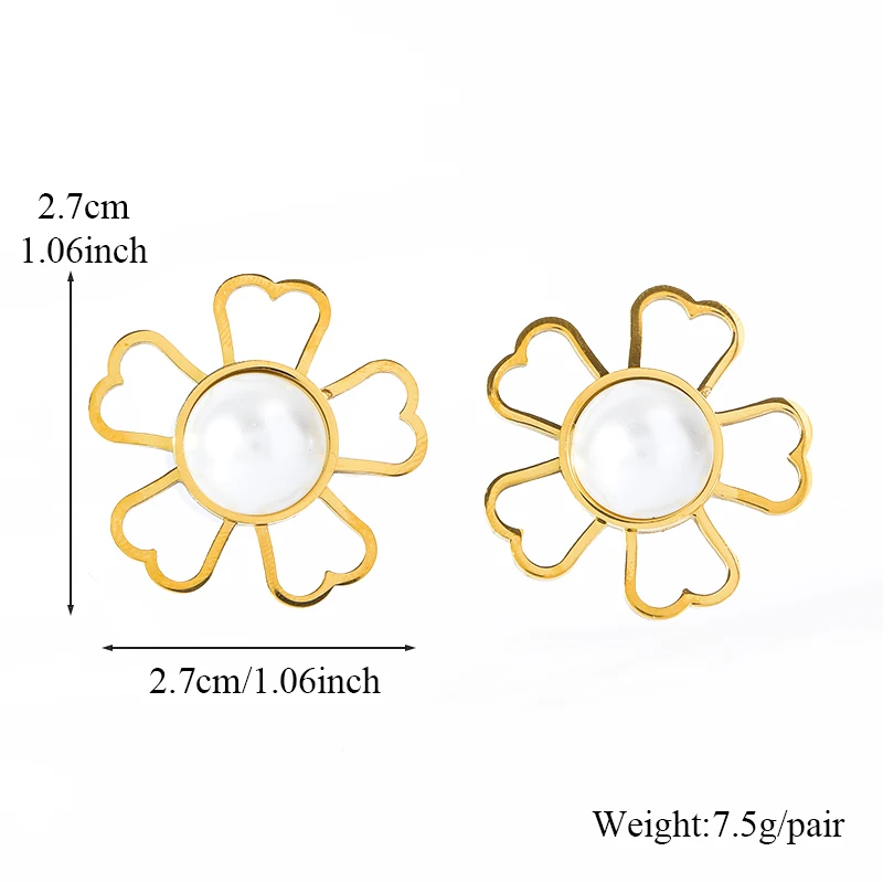 EILIECK 316L Edelstahl Großer Schwarzer Stein Blumen-Halskette Ohrringe Set für Damen Neues Party-Geschenk Wasserdichtes Schmuckset – Detail 6