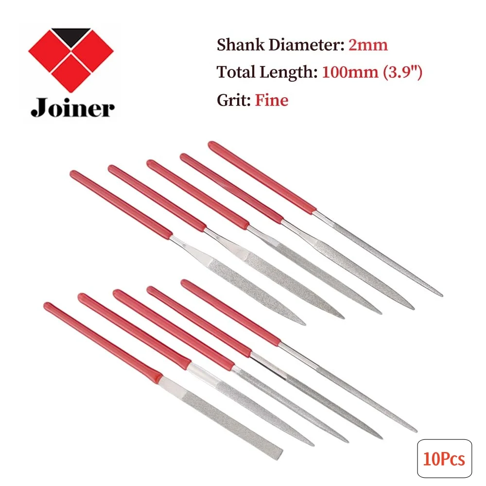 10Pcs Diamond Coated Needle File Set Mini Fine Needle Files Kit Hand Carving Tools for Jewelry Stone Glass Ceramic Watch Repair