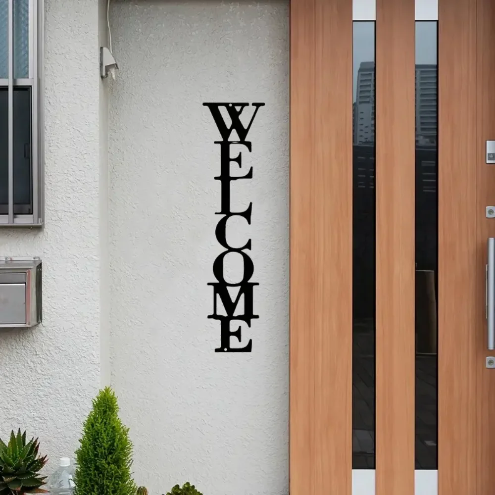 قطعة واحدة من لافتة ترحيب فنية جدارية معدنية - ديكور الباب الأمامي العمودي أو المدخل - تعليق جدار الطباعة لغرفة المعيشة #1