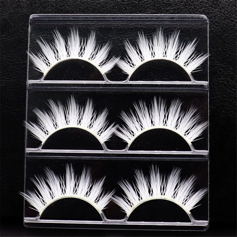 Faux-cils blancs réutilisables pour Halloween, accessoire de maquillage pour les yeux, look naturel, cosplay