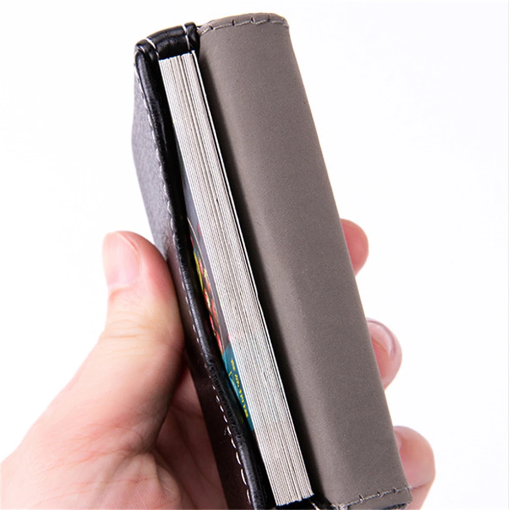 1pcs Pu Leather Magnetic Business Card Case Portable Credit Card Pocket Large Capacity Business Card Holder For Women Men Office