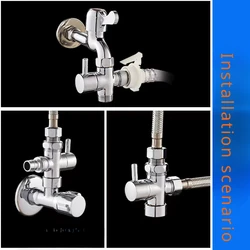 Diverter 3-Way T-Adapter Diverter Valve Polished Chrome Faucet Shower Head Arm Switch Adapter Replacement Bathroom Accessories