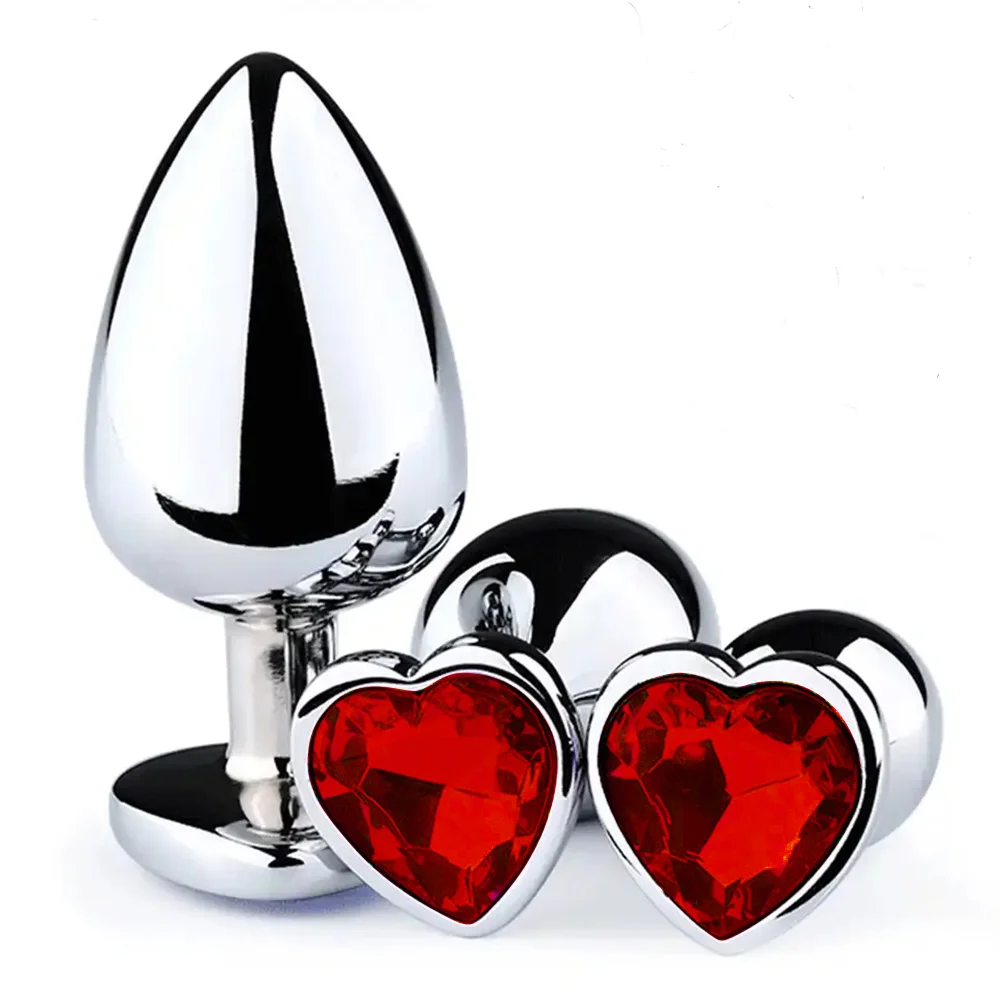 Anal Plug for Beginner 3 Sizes Heart Stainless Steel Crystal Anal Plug Butt Plug Stimulator Prostate Massager Dildo Anal Sex Toy