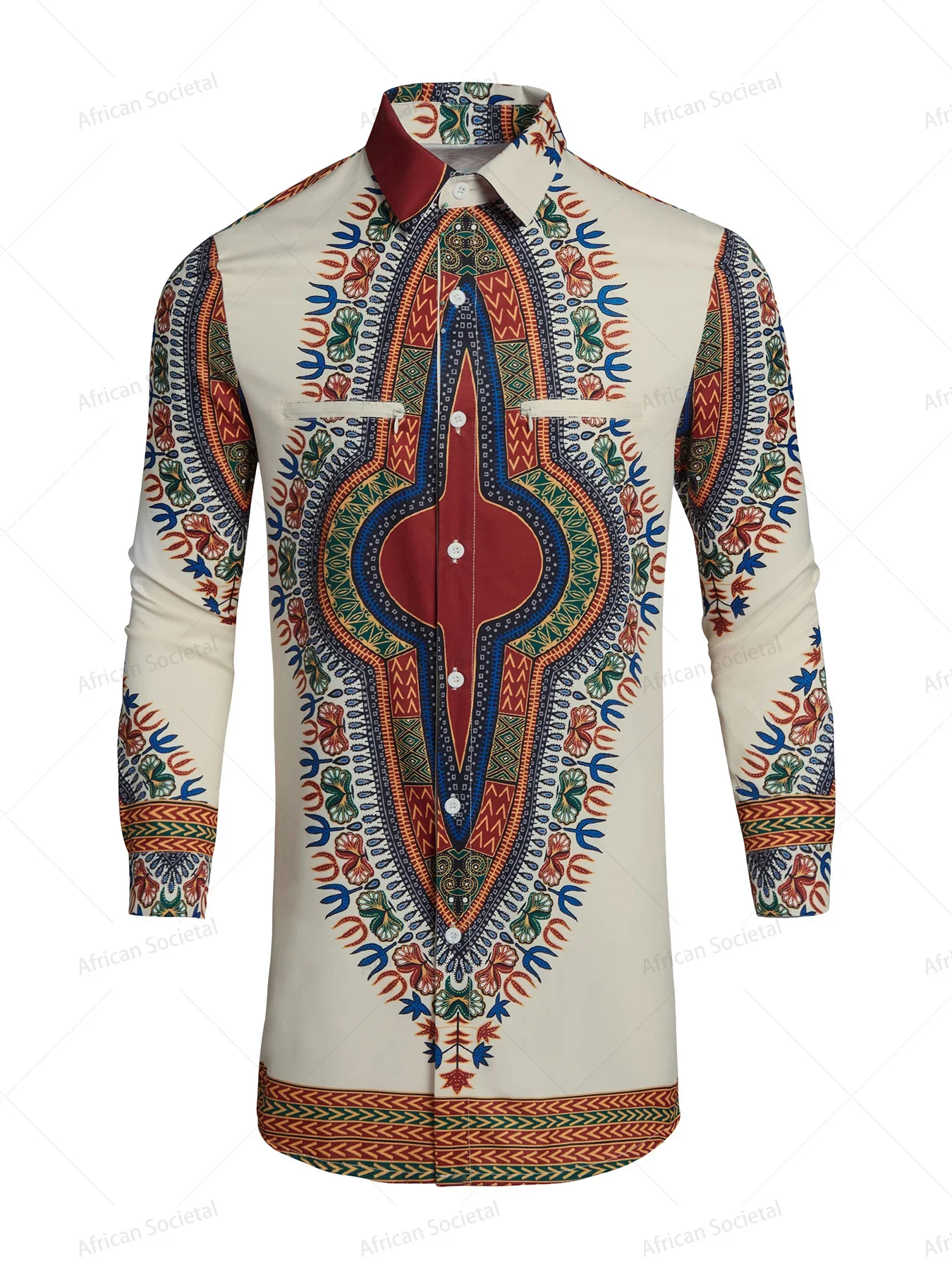 

African Men Traditional Clothes Nigeria African Print Fabric Shirt Oversized Dashiki Long Sleeve Ethnic Cultural Shirt Clothing