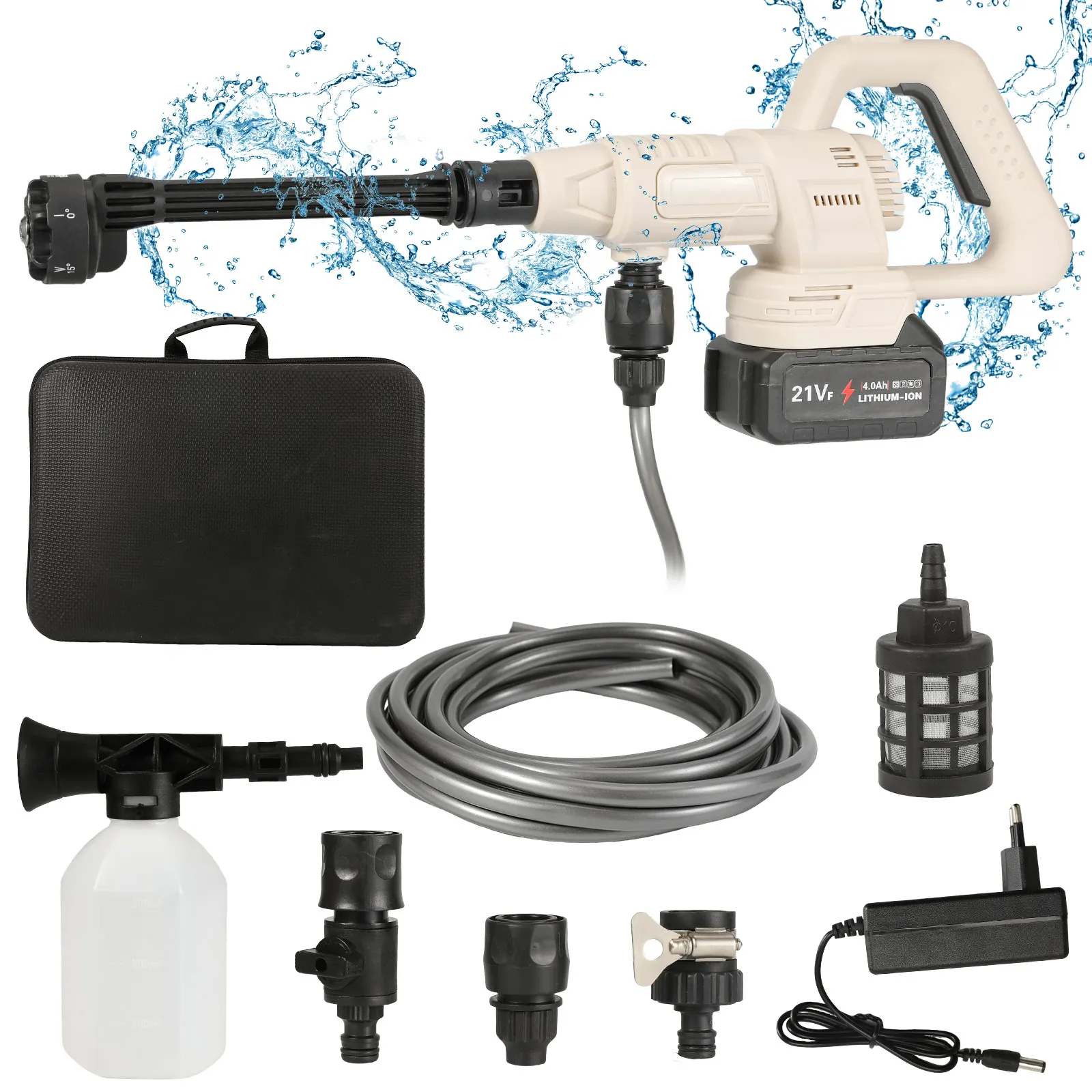 3000W 200BAR Cordless Pulitore ad alta pressione Lavatrice 6 in 1 Pistola ad acqua a spruzzo da giardino Macchina per la pulizia dell'acqua di lavaggio per batteria Makita