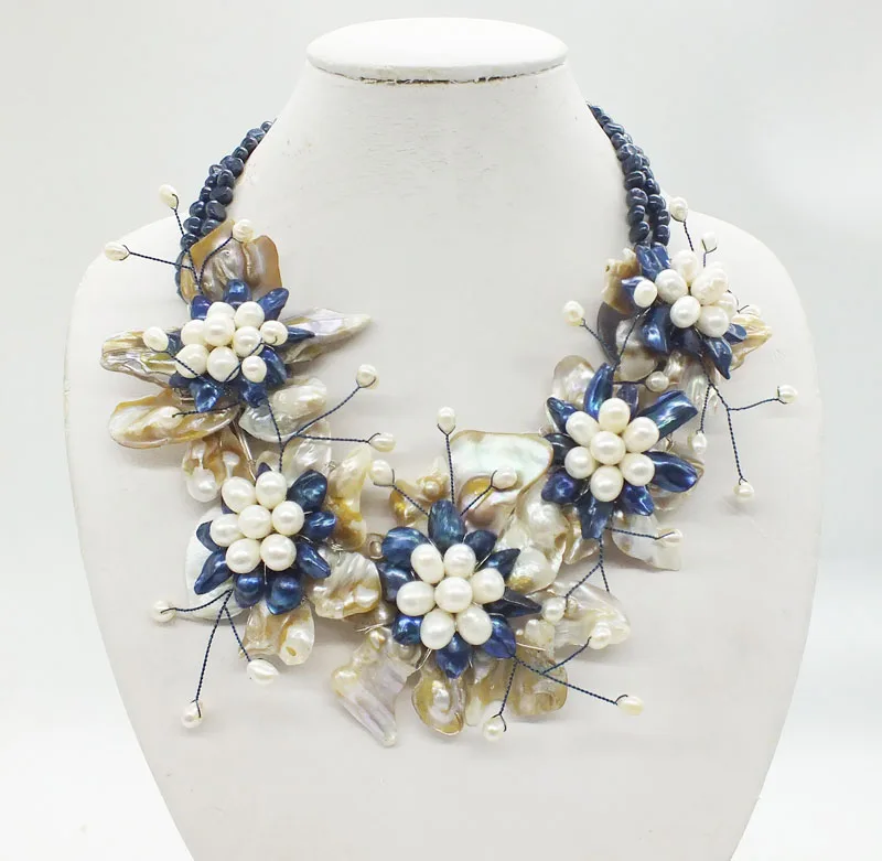 Classic, beautiful. Natural Baroque Pearl Flower Necklace   20