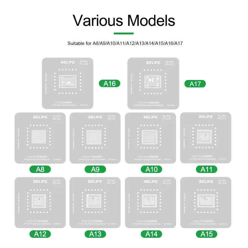 Imagem -04 - Relife-plataforma Universal Cpu Reballing Stencil para Iphone 615 Pro Max Plantação de Chip ic Fixação do Modelo Rl601ma A8-a17