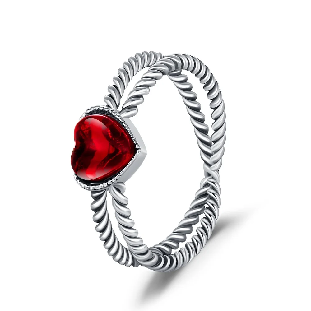 Women's Classic Heart Ring in S925 Sterling Silver, Romantic Gift
