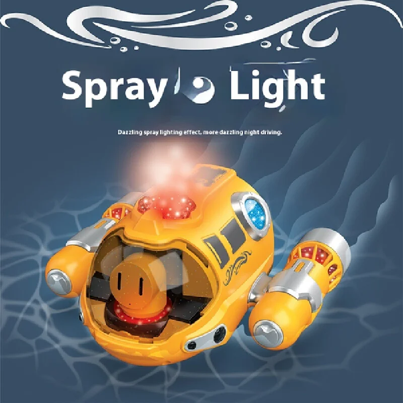 Controle Remoto Lancha com Spray de Luz, Impermeável Dupla Hélice, RC Barco, Piscina, Crianças Brinquedo, Presente para Meninos, 2.4g