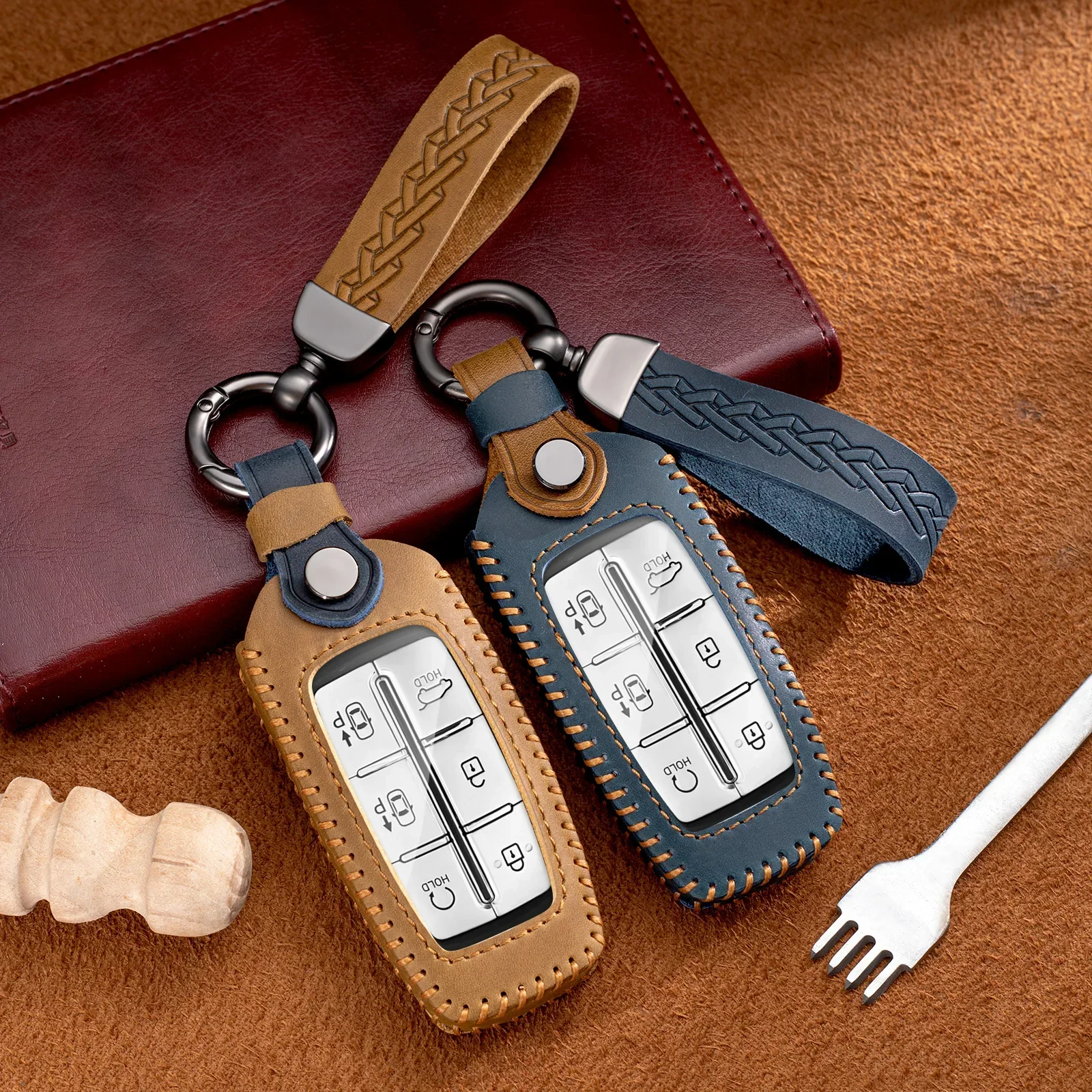 

Car Key Case Cover For Hyundai Genesis GV60 GV70 GV80 G70 G80 G90 Protector Accessories Keychain Fob Shell Holder