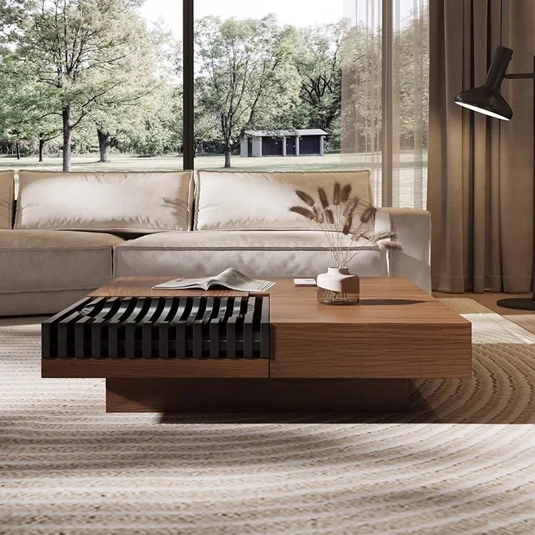walnut coffee table small apartment Internet celebrity simple modern living room storage square real storage tea table