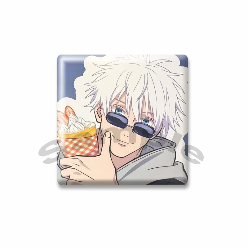 귀여운 만화 그림 Satoru Gojo 스퀘어 배지 재미 있은 애니메이션 Chibi 브로치 핀 배낭 의류 액세서리 쥬얼리 어린이 선물