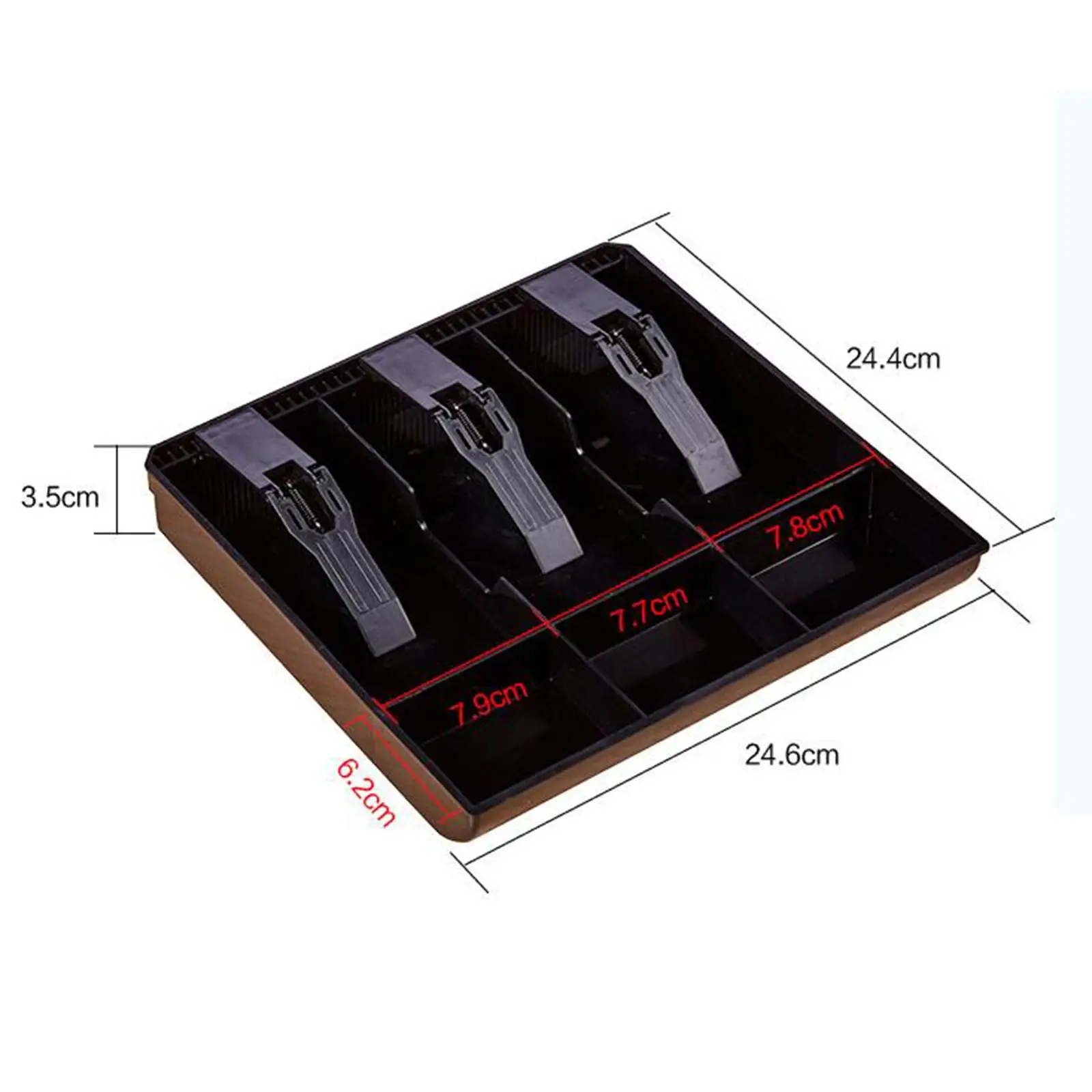 3 Grid Cash Drawer Petty Cash Money Storage Box Cash Register Insert Tray for Hotel Bank Restaurant Store Storage Organizer