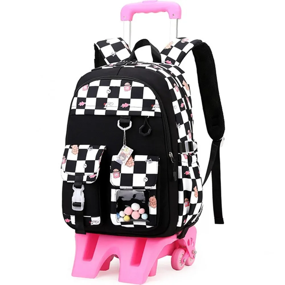 Cartoon Waterpoof Girl Boy 3/6 Wheels Trolley Schoolbag Removable Children Fold Backpack Kids Luggage Travel School Bags Handbag