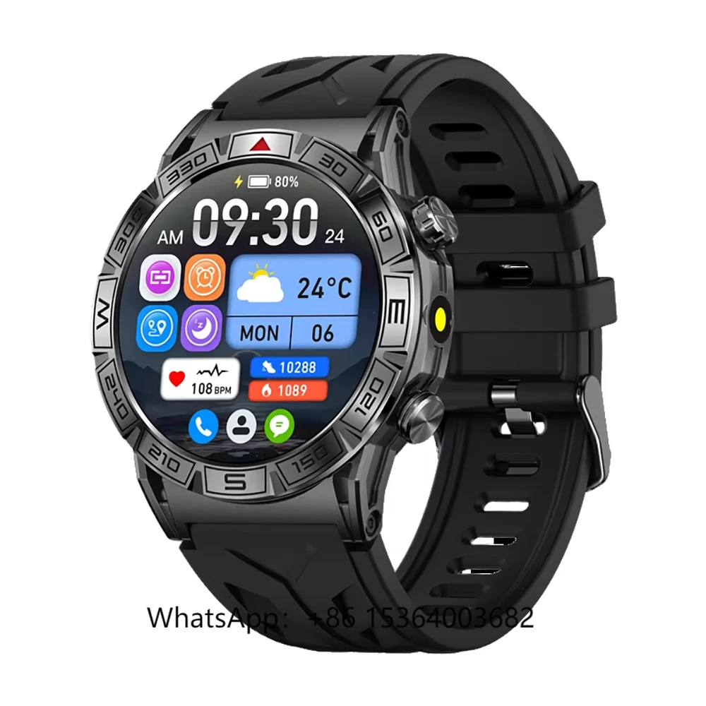 

TJXL-Smart Watch KC86 Men 1.43inch Amoled Large Screen BT Call Flashlight Compass 450mAh Outdoor Sport Fitness Tracker Smartwatc