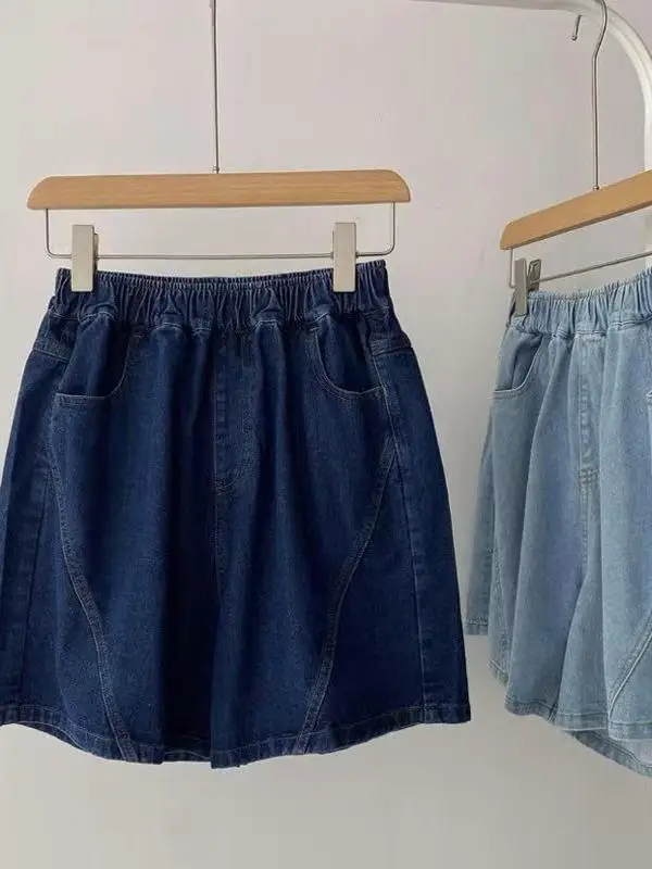 

Summer Thin Elastic High Waist Loose Wide Leg Jeans orts Women Casual Straight Slimming Hot Pants Comfortable Lightweight