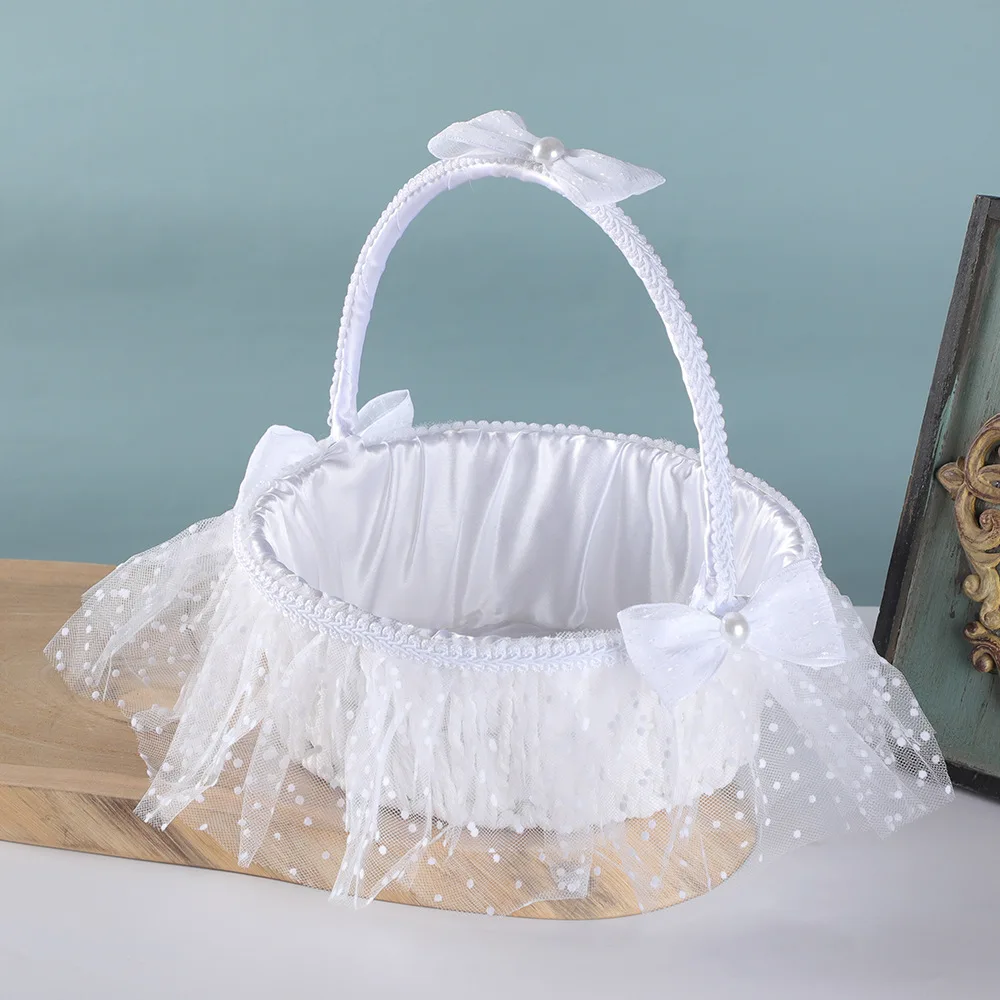 

DIY свадебный цветок девушка ручная корзина для цветов корзина с фруктами свадебные принадлежности кружевные цветы портативная корзина для хранения украшения