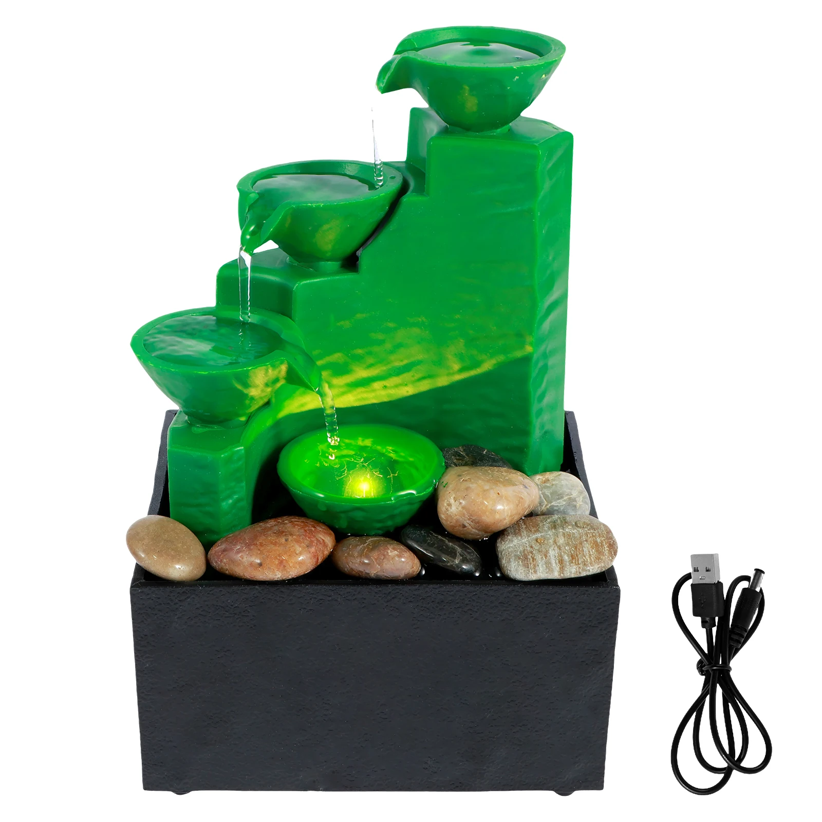 Mini fuente de agua de mesa para interiores, decoración de escritorio para el hogar, sonido, relajación, cascada, regalos creativos, 1/5 piezas