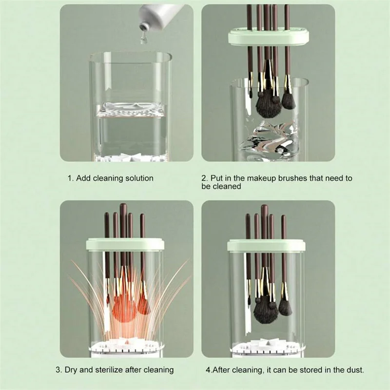 여성용 전기 메이크업 브러쉬 클리너, 자동 스피너, 메이크업 브러쉬 거치대 스탠드, 게으른 청소 브러쉬 와셔, 빠른 건조 도구, 3 in 1