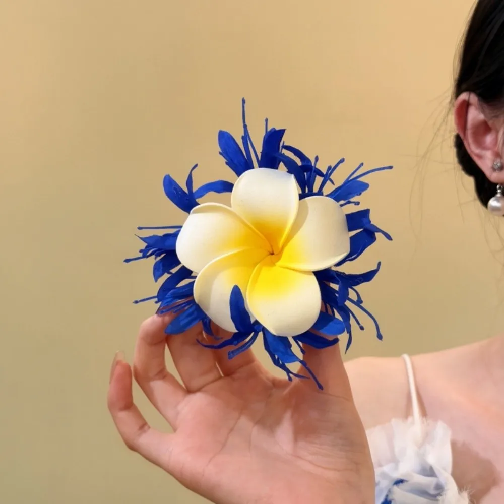 

Заколка для волос в стиле фестиваля сладкой воды, с искусственным жемчугом и франжипани, винтажная тканевая цветочная заколка для волос, для боковых прядей