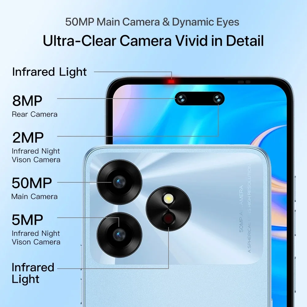 UMIDIGI-G6 5G Smartphone, Android 13, NFC Dimensity, 6100 + 50MP, 6GB, 128GB, 5000mAh, 6,57 ", 90Hz Celular