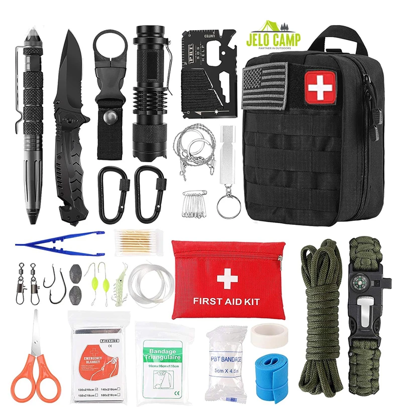 

Popular First Aid Kit 72 in 1 Outdoor Wilderness Adventuridge Camp Survival Gadgets Emergency Survival Kits
