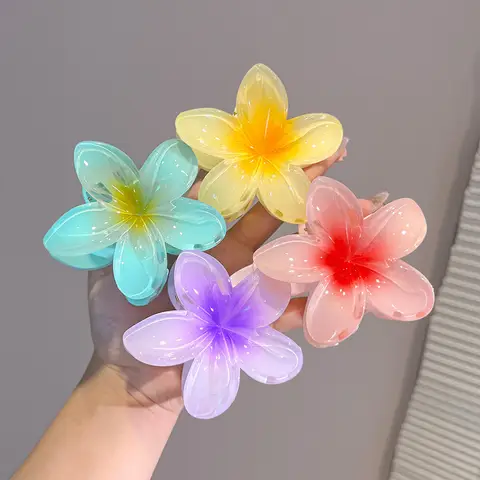 2/4PCS 패션 여성 꽃 헤어 클립 휴가 보헤미아 계란 꽃 상어 클립 바레트 소녀 대형 머리핀 헤어 액세서리