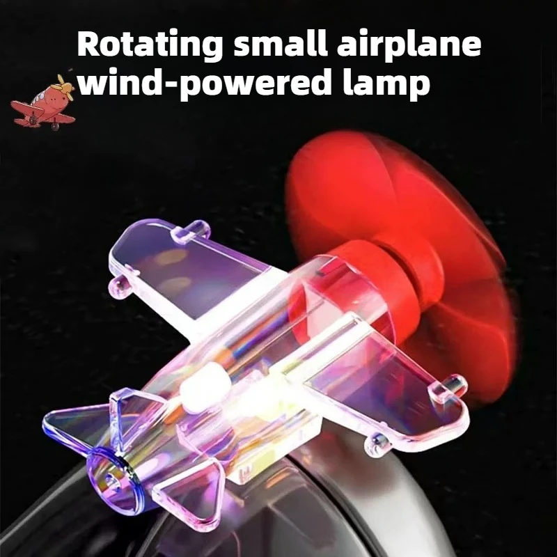 Rotating Airplane Wind Power Light Motorcycle Helmet Wind‑driven Glowing Warning Lamp  Decorative Night Light for Bike Helmet