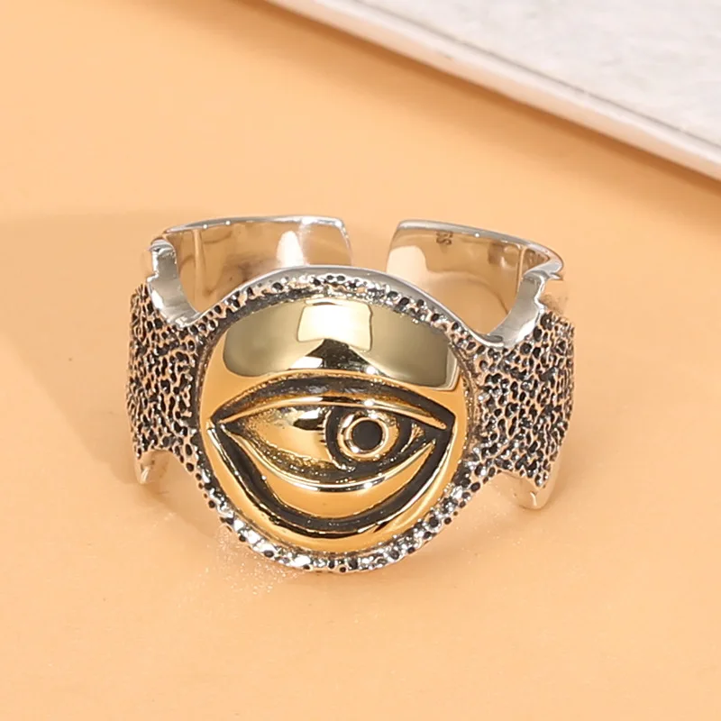 

God's eye open ring Thai silver personality Gothic style 925 sterling silver ornament vintage ring hipster