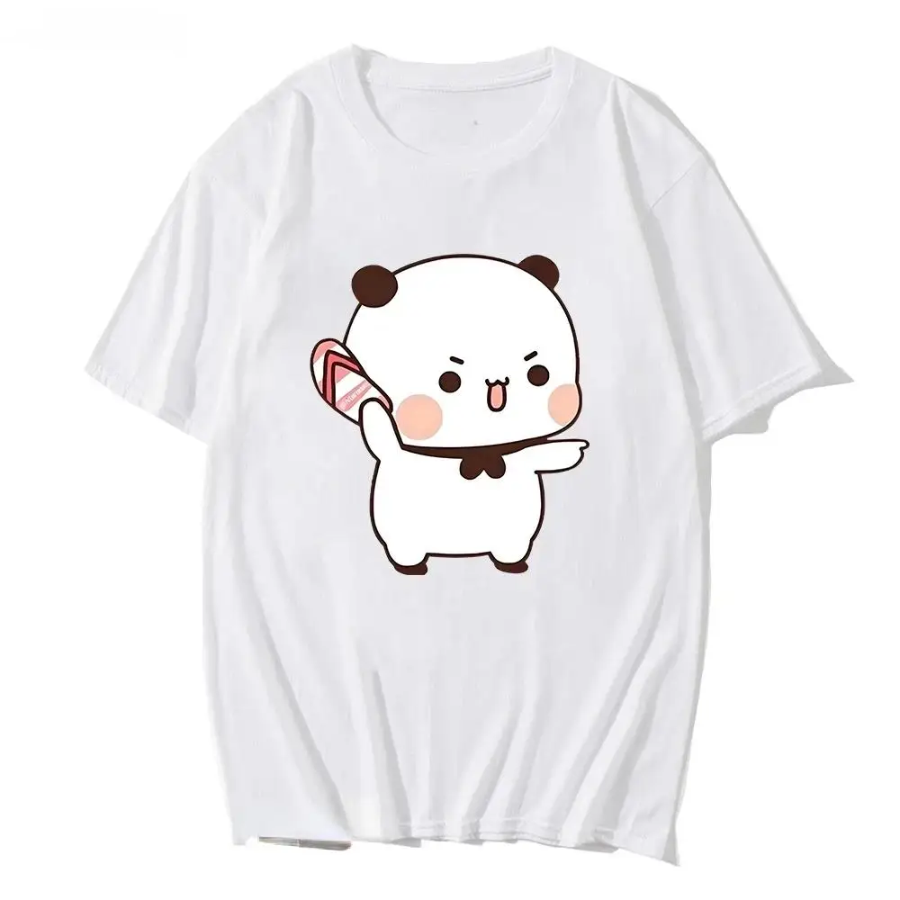 Camiseta de Manga Curta Kawaii Panda Urso para Homens e Mulheres, 100% Algodão, Dudu Único Era Três Flip, Flops Por Bubu, Camisa Gráfica, 01232