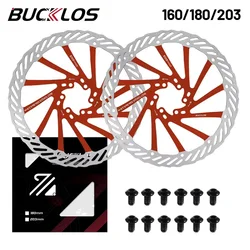 BUCKLOS 160mm 180mm Mountain Bike Brake Rotor Heat Dissipation Bicycle Floating Disc Brake Pads 203mm Ultralight MTB Disc Brake