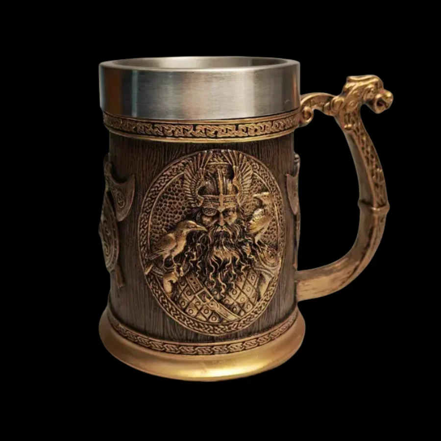 

Medieval Norse mythology Folklore Viking Mars beer mug American vintage wine glass embossed Eagle Pirate Skull mug Stainless