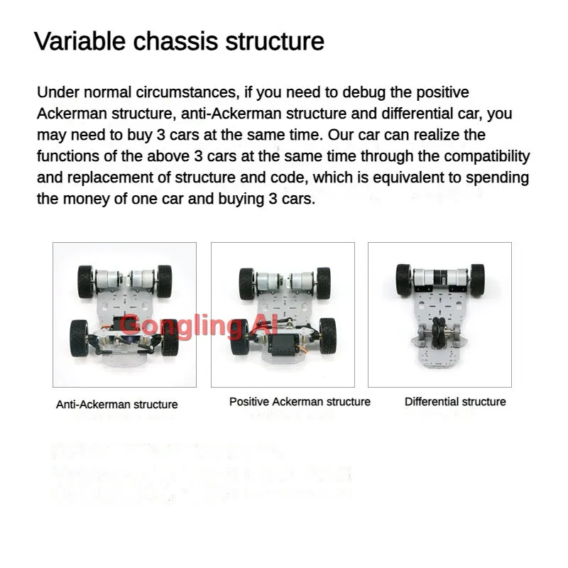 2WD 3WD 4WD Autochassis met motor, Mecanum Ackermann-wiel, omnidirectioneel programmeerbaar robotautochassis