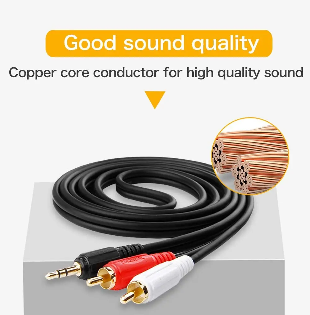 CHOSEAL 2RCA 3.5mm Jack Cable RCA Audio AUX Cables for Home Theater DVD TV Amplifier RCA to 3.5mm Speaker Wire