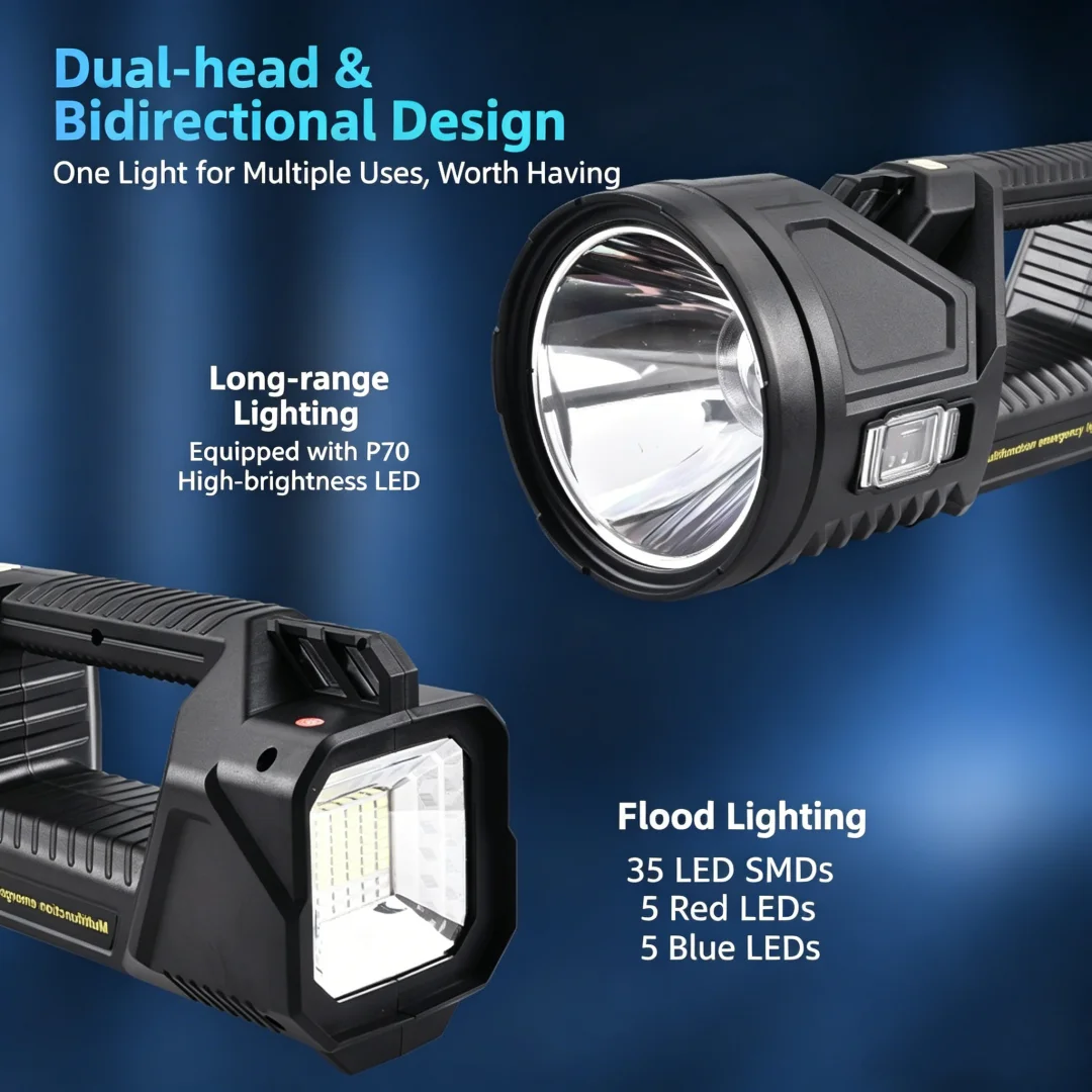 Super Bright Flashlight Led Powerful Usb Rechargeable Torch Light Outdoor Searchlight Camping Hiking Fishing Light Spotlight view 2