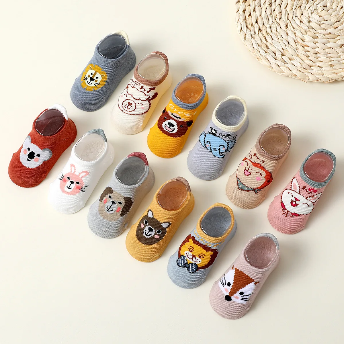 6 Pairs 12 Pairs Child Socks Anti-slip Socks for Children Animal Print Boys and Girls Baby Gift Infant Newborns Leggings Mother