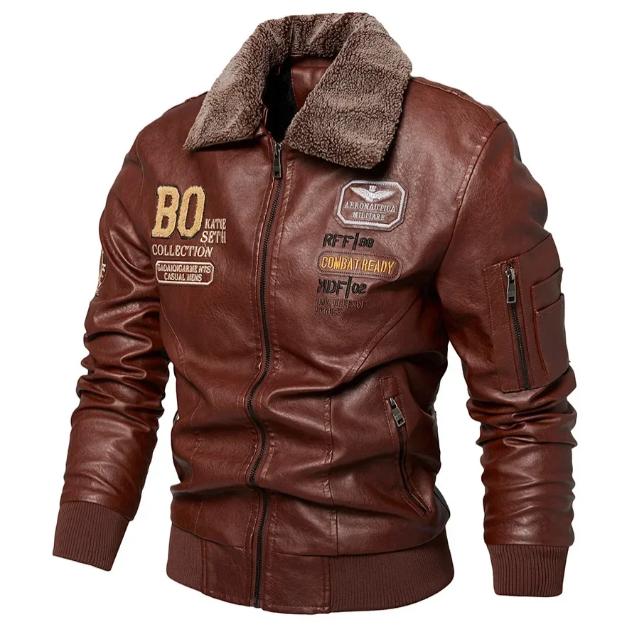 genuine European and American men's casual fashion leather jacket PU slim fit youth Harley motorcycle leather jacket jumpsuit