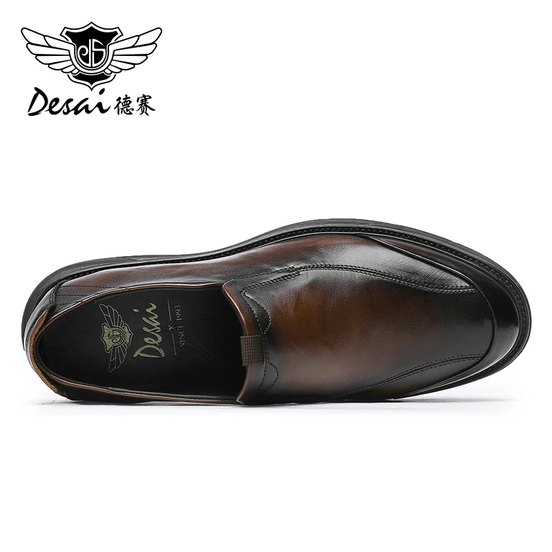 DESAI Shoes For Men Casual Easy Wear Loafers Men Genuine Leather Fashion Metal Buckle Work Designer 2024 New Arrival