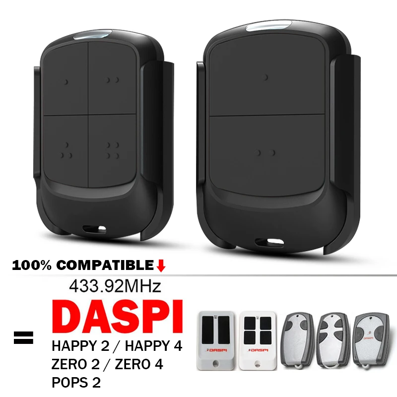 

100% Clone DASPI ZERO HAPPY POPS 2 4 Garage Door / Gate Remote Control DASPI 433MHz Remote Control Duplicator Gate Opener