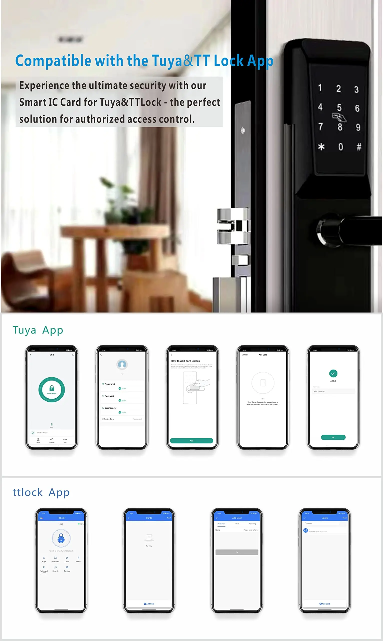 White, 3 Packs 13.56Mhz MktStleat IC Card Fob Lock Door Smart TTLock Key RFID Cards Tarjeta Keyfob