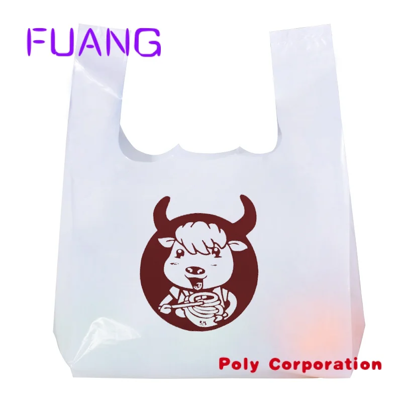 Custom  Custom logo hotel packing bag vest Take-out plastic handbag for restaurant