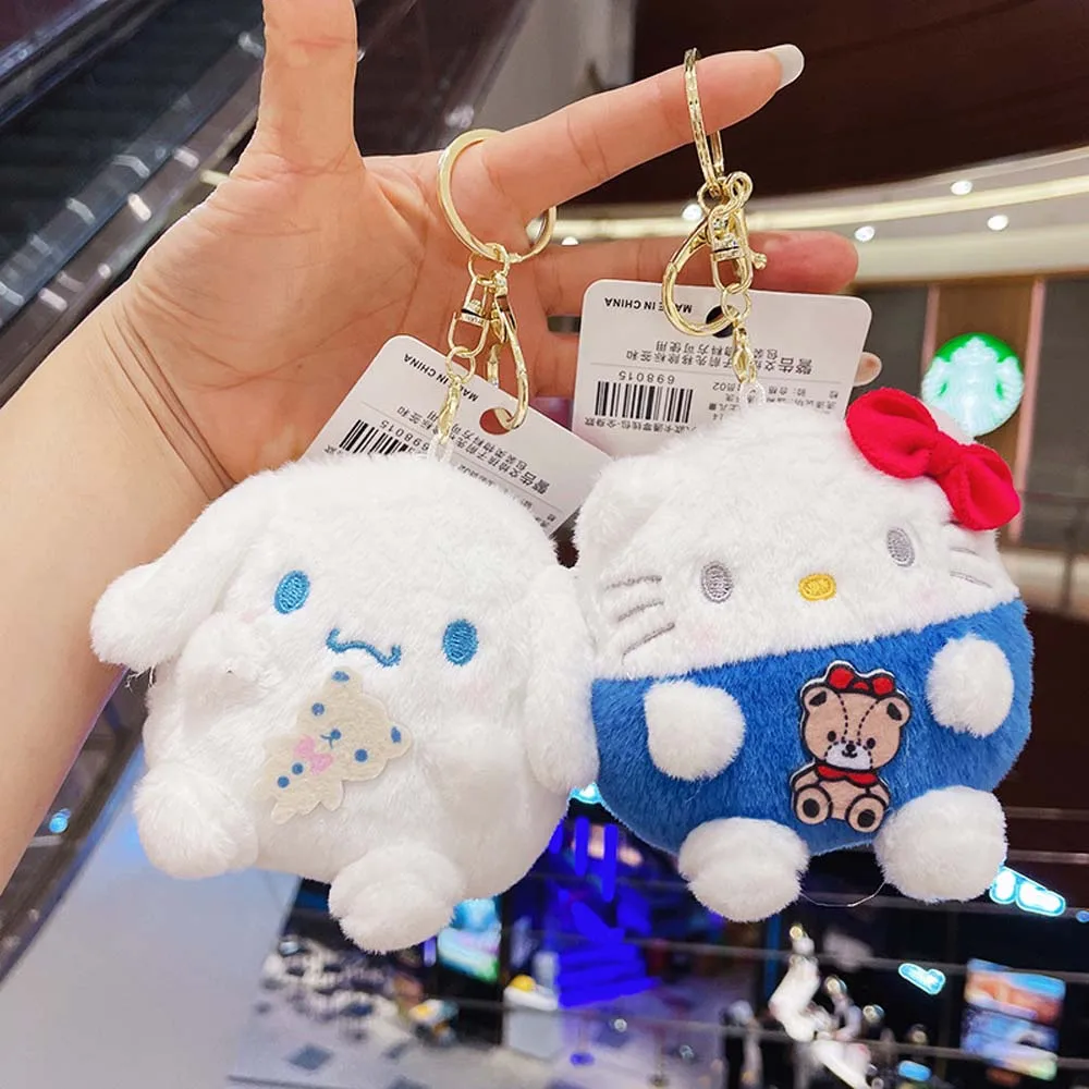 Sanrio Plush Toys Kawaii Kuromi Pochacco Plushie Couple Hello Kitty Keychain coin purse Keyring Doll Accessories Pendant Gift