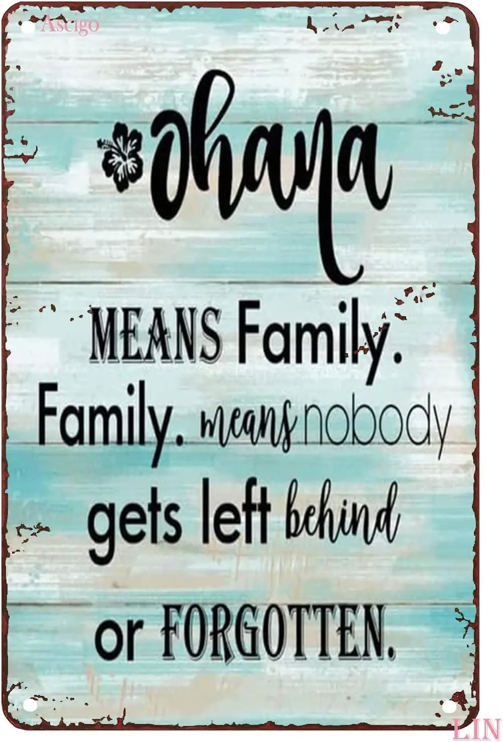 Tin Decor Sign Funny Ohana Means Family Family Means No One Gets Left Behind Motivational Tin Signs Funny Signs Home Decor Wall