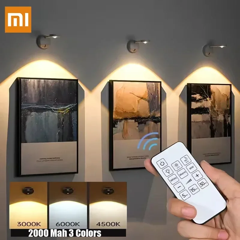 

Ночник Xiaomi с датчиком движения 2000 мАч, перезаряжаемый настенный светильник, беспроводной светодиодный пульт дистанционного управления для декора прикроватной тумбочки