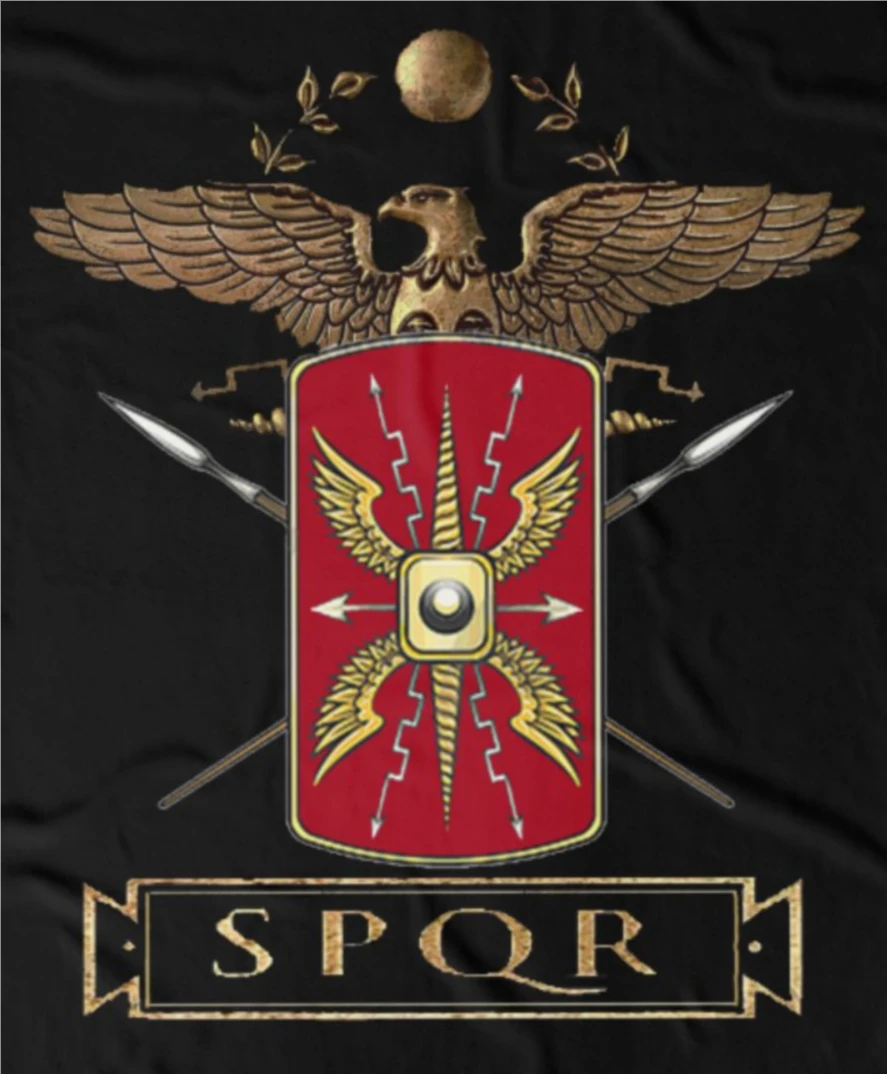 Roman Legion Eagle Shield Symbol SPQR Emblem T-Shirt 100% Cotton O-Neck Summer Short Sleeve Casual Mens T-shirt Size S-3XL