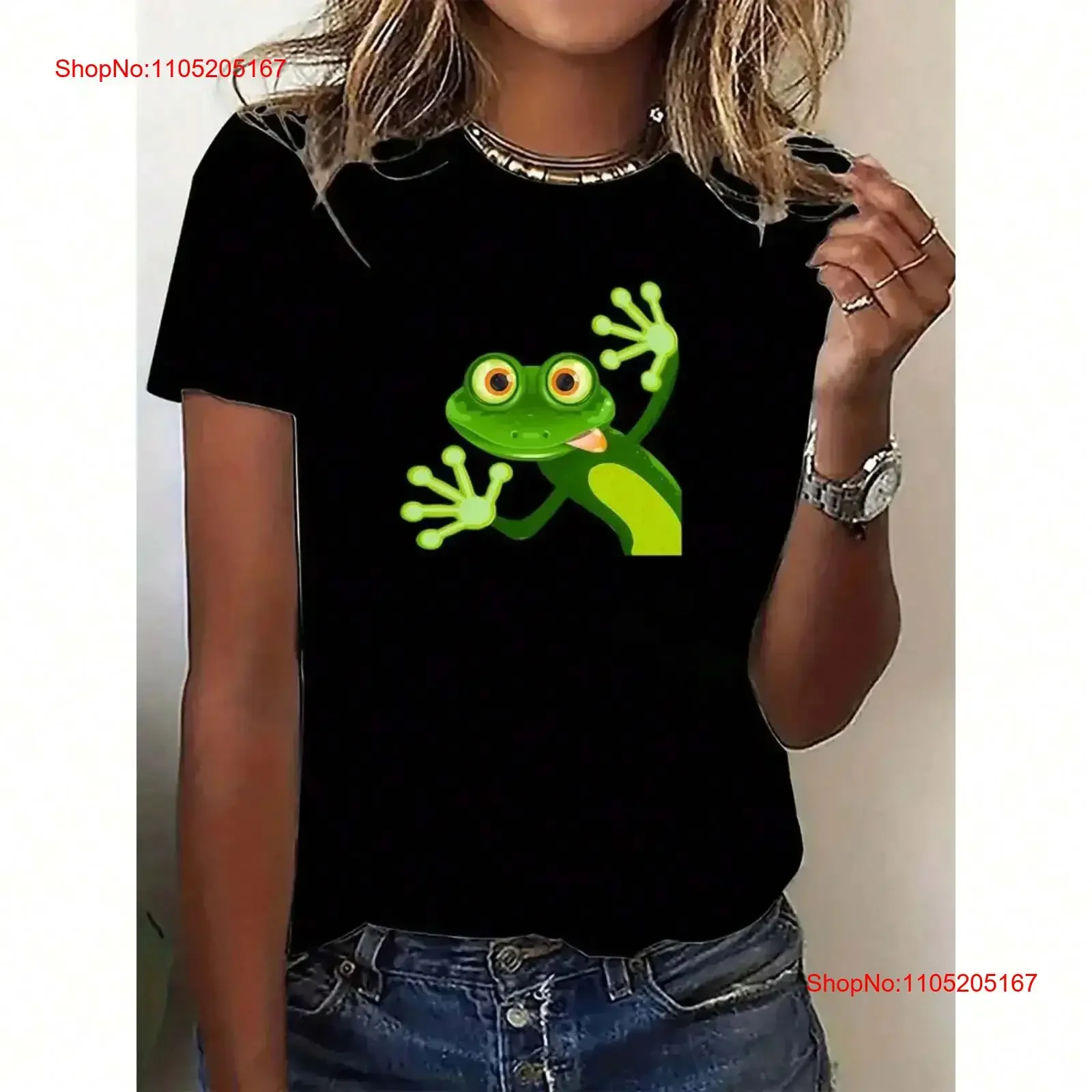 

Ladies' Cartoon Frog Casual T shirt Seasonal Loose Sports Top vintage Washed homme Stretched Unisex fashion Versatile Stylish